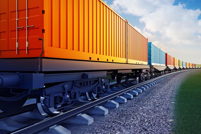 Wagon of freight train with containers